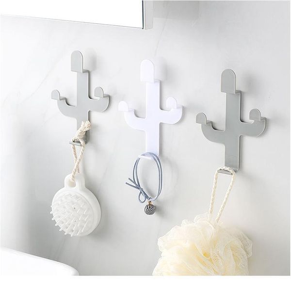 

1 pcs cactus shaped hooks key towel rack seamless adhesive hook clothes hook kitchen bathroom storage rack home de sqcbhn