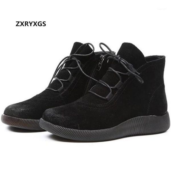 

boots 2021 autumn frosted cowhide women leather flat shoes comfortable non-slip riding casual ankle1, Black