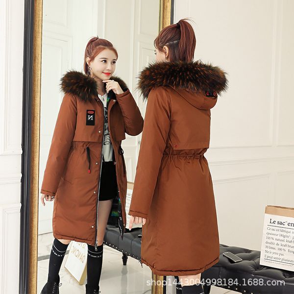 

winter 2019 new women's middle and long down cotton jacket with one coat on both sides, Black