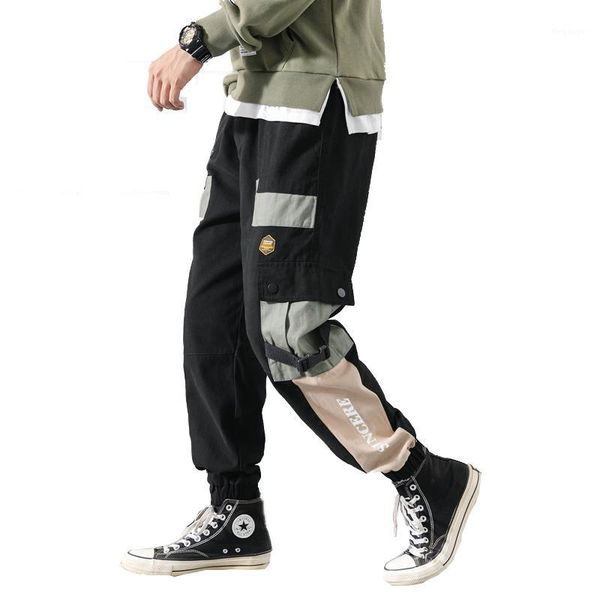 

men joggers pants 2020 mens japanese streetwear patchwork sweatpants male hip hop track pants black trousers mens cargo1