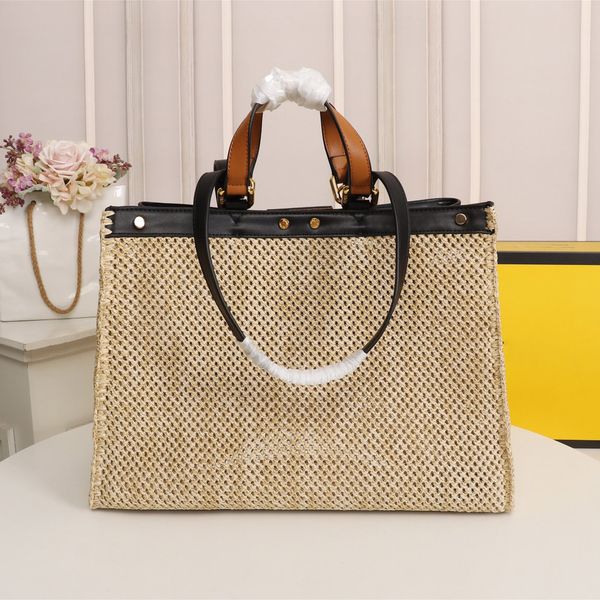 

designer raffia bag ladies fashion diagonal one-shoulder shopping bag european and american retro large-capacity bucket montre de luxe bag