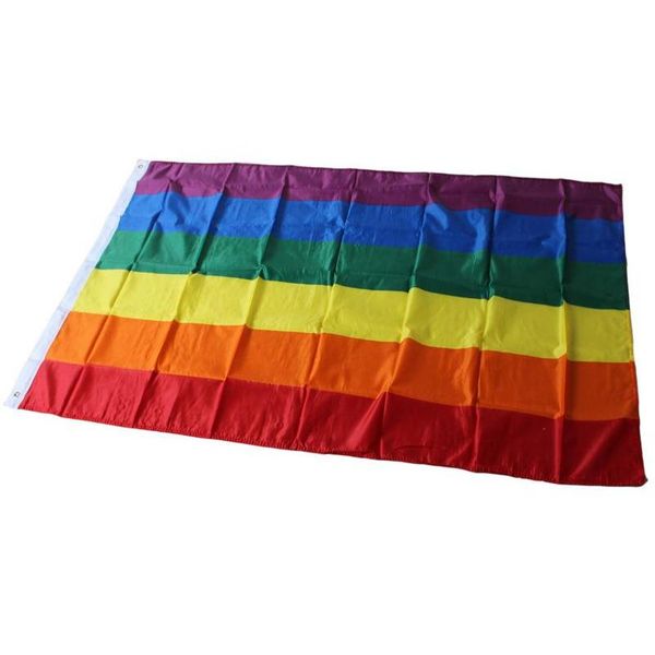 

200pcs rainbow flags and banners 3x5ft 90x150cm lesbian gay pride lgbt flag polyester colorful rainbow flag for wmtsln sports2010