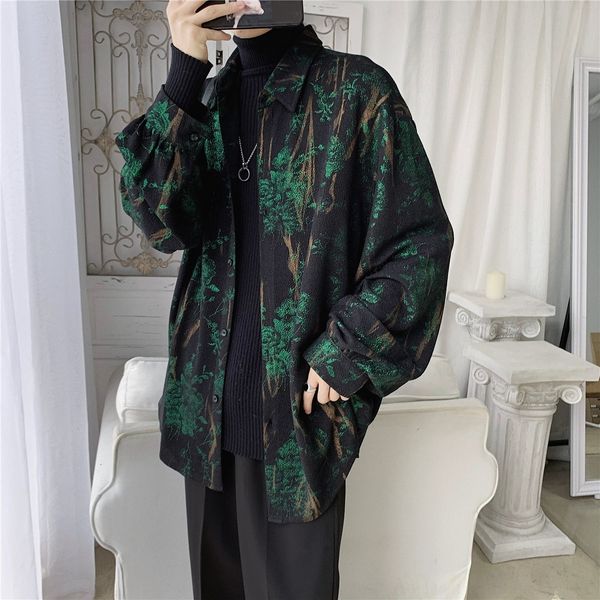 

xaobi 2020 trendy personalized men's long sleeve new coat loose 3on7v shirt shirt shirtinch clothes spring new casual lining clothes co, Blue