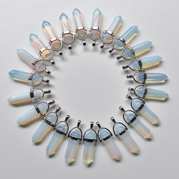 

opal stone charms hexagonal healing reiki point charms pendants for jewelry making wholesale, Bronze;silver