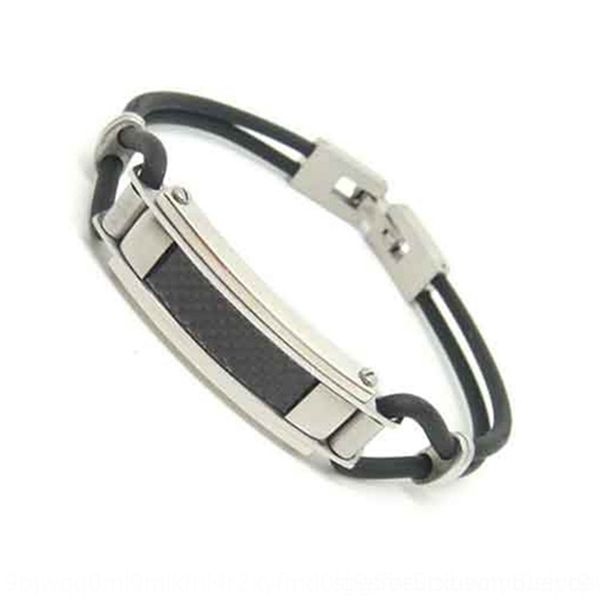 

v3ct6 carbon fashion new titanium steel creative id silicone bracelet simple stainless steel silicone boutique fiber bracelet 6hdu4, Golden;silver