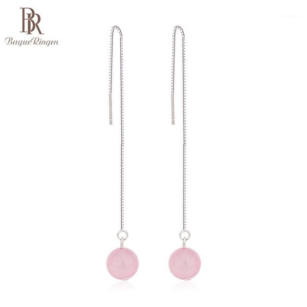 

dangle & chandelier bague ringen pink crystal drop earrings for women simple silver 925 jewelry round gemstones long ear lines classical acc