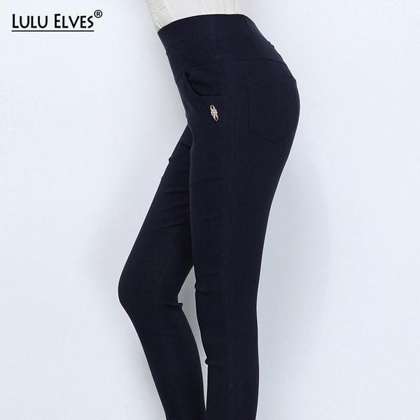 

autumn 50-110kg women pants plus size high waist elastic stretch long pants casual trousers skinny pencil capris for women1, Black;white