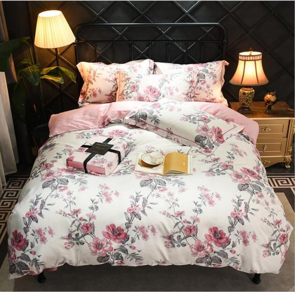 

bedding sets egyptian cotton pastoral style flowers duvet cover bed sheet pillowcases set king  size 4pcs fitted