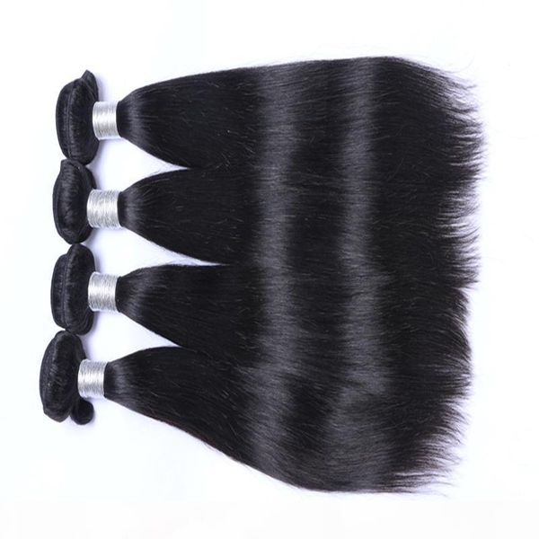 

9a virgin human hair brazilian malaysian peruvian indian hair extensions 3 4 pieces lot brazilian straight hair double weft natural black