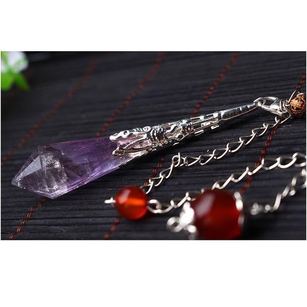 

new natural purple stone pendulums for dowsing healing crystals chakra pendulum charms necklace pendant women fashion jllqkp, Black