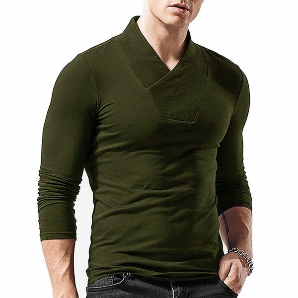 

men's t shirt solid color v neck street casual long sleeve casual fashion streetwear slim fit green blue white / spring o0sc#, White;black