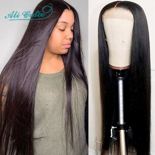 

ali grace 5x5 hd straight lace closure wigs human hair lace wigs with baby hair around front human for women, Black;brown
