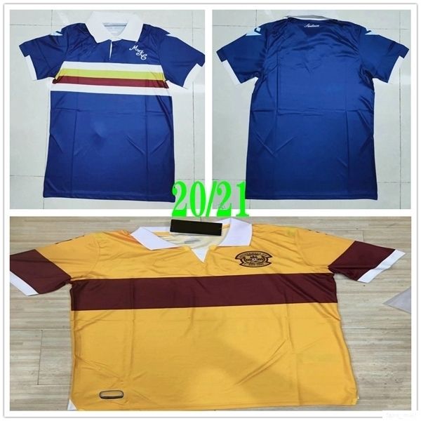 

2020 new motherwell soccer jerseys donnelly a.campbell custom 20 21 scotland motherwell home away blue yellow football shirt uniform, Black;yellow