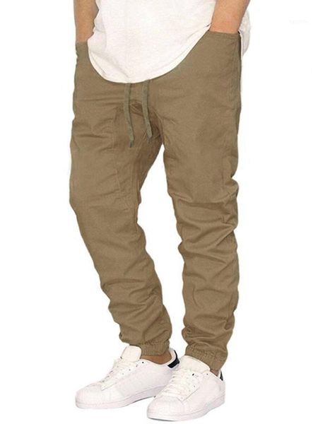 

2020 stylish men's personality casual solid color sports trousers men sportswear drawstring waist sports joggers pants#a31, Black