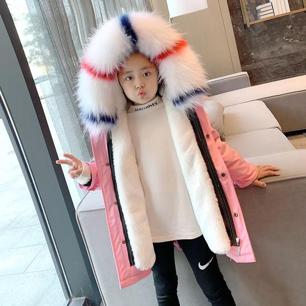 

jackets kids girls autumn winter 2021 plus velvet warm hooded jacket coats children's clothing fashion thicken medium outerwears x16, Blue;gray