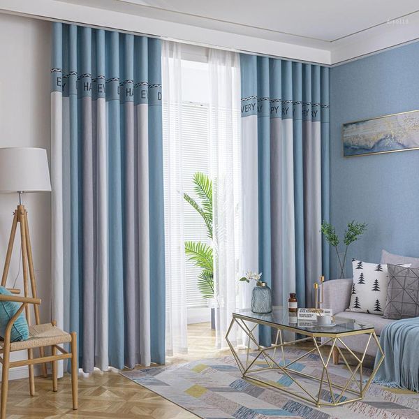 

popangel 2021 new 3 colors stripe thickening fabric modern blackout window curtains for living room1