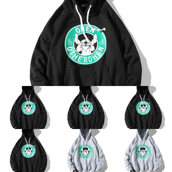 

plush pullover pulloverpulloverand thickened hooded sweater men's fashion label loose autumn and winter men's versatile coat pullo, Black