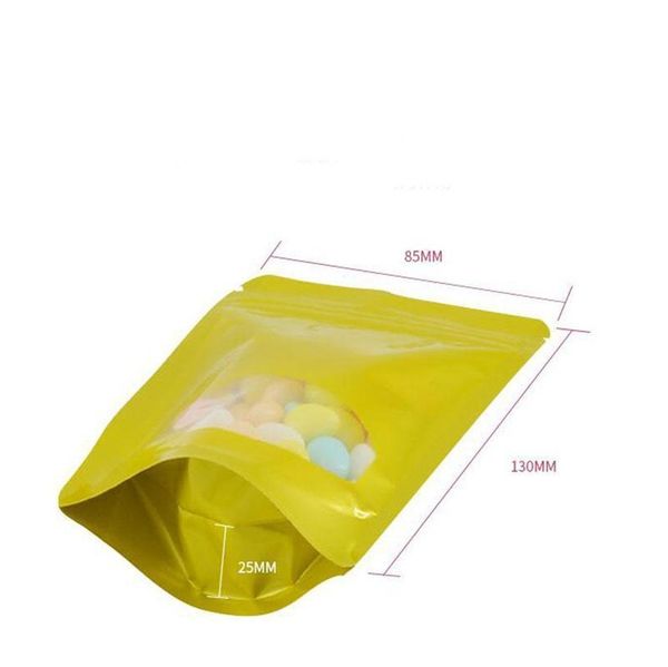 

100pcs/lot 8.5x13 cm colorful stand up aluminum foil zipper lock storage bag with round window for zip resealable mylar jllngp mxyard