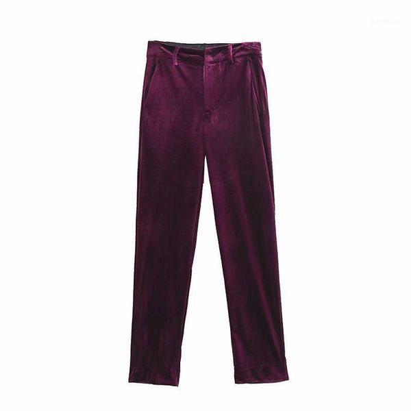 

2018 autumn women's dress western style new style versatile slimming high-waisted solid color velvet suit pants casual pants tro1, White;black