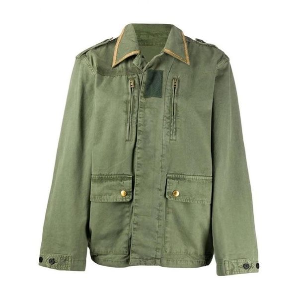 

army green military jacket shirt collar front patch pockets long sleeves back skull snake embroidered fashion coat 201210, Black;brown