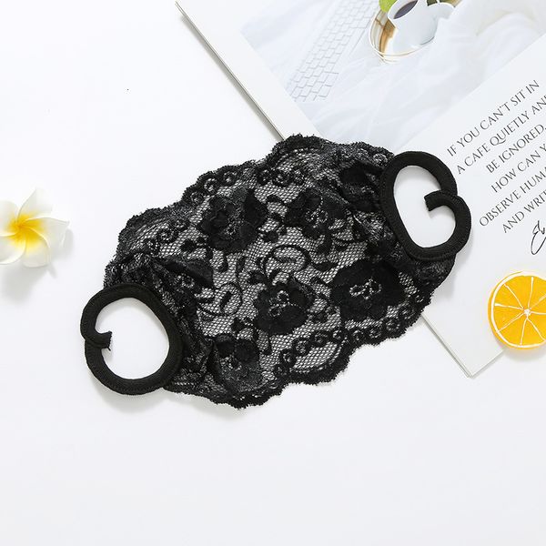 

embroidery lace face mask mouth face washable cover fashion comfortable girl black party masks masque black/white
