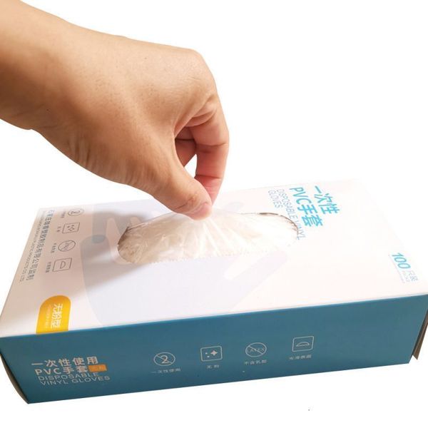 

100pcak tattoos transparent pvc disposable cosmetic gloves family protective nitrile butadie