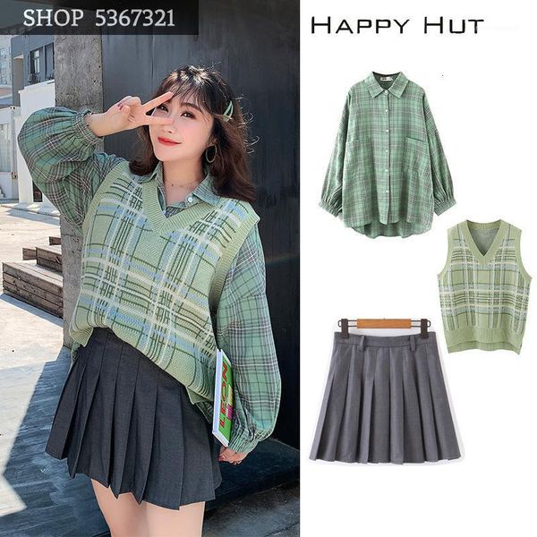 

women's vests woman vest 2021 autumn fat mm will code suit-dress thin v lead green check n71541, Black;white