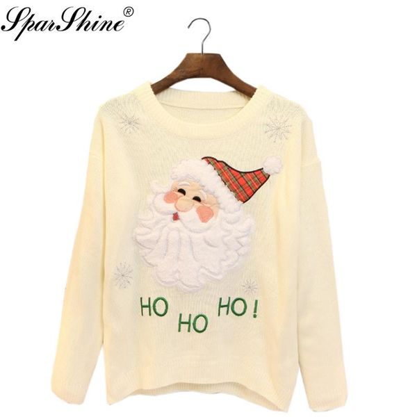 

2020 christmas sweater pullover jumper knitted pull femme hiver sparshine autumn winter clothes women computer knitted cartoon, White;black