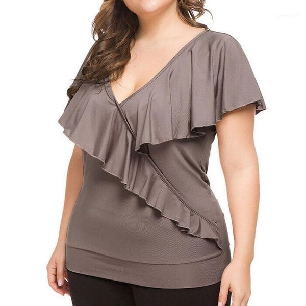 

plus size fashion hollow out sleeve t-shirt v-neck casual summer for women 20191, White