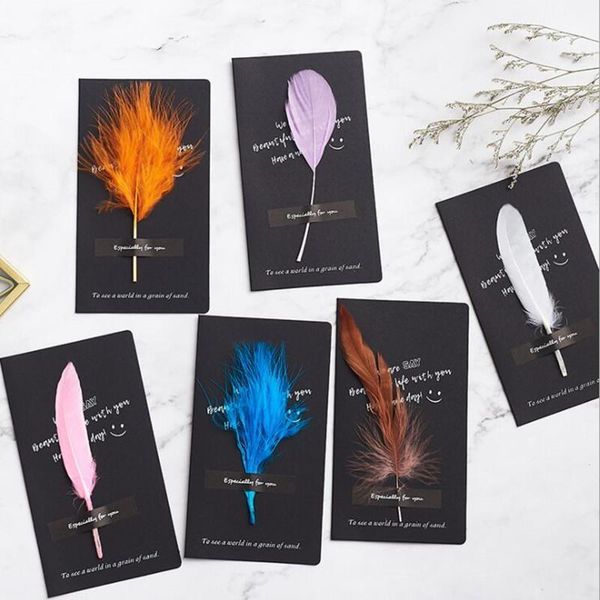 

gift wrap diy fashion black color with sticker for 6 style creative feather card birthday message thanksgiving greeting card1