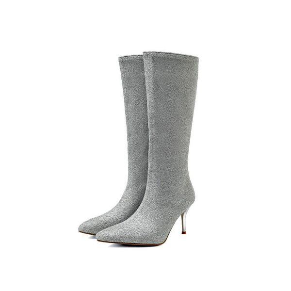 

big size pointed sequin boots boots women woman winter women shoes botas, Black