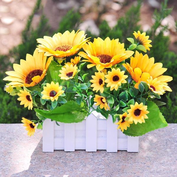 

silk artificial sunflowers bouquet wedding decoration floral for home garden l decor real touch fake flowers1
