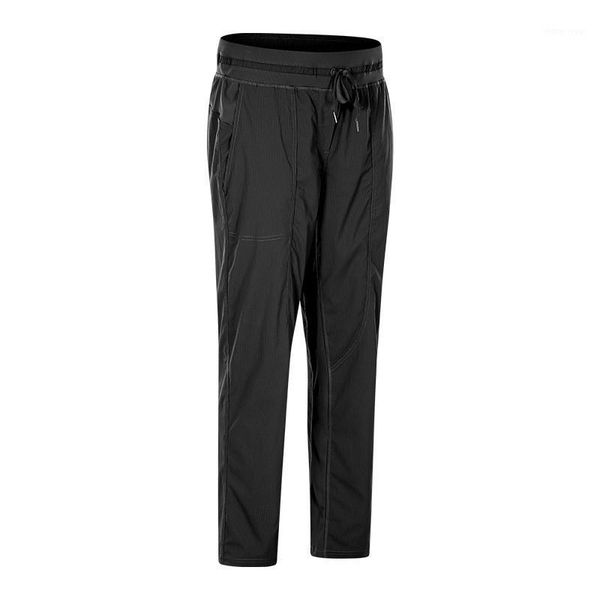 

2021 spring summer new style drawstring woven casual nine-point pants women's loose straight sports fitness pocket yoga pants1, White;red
