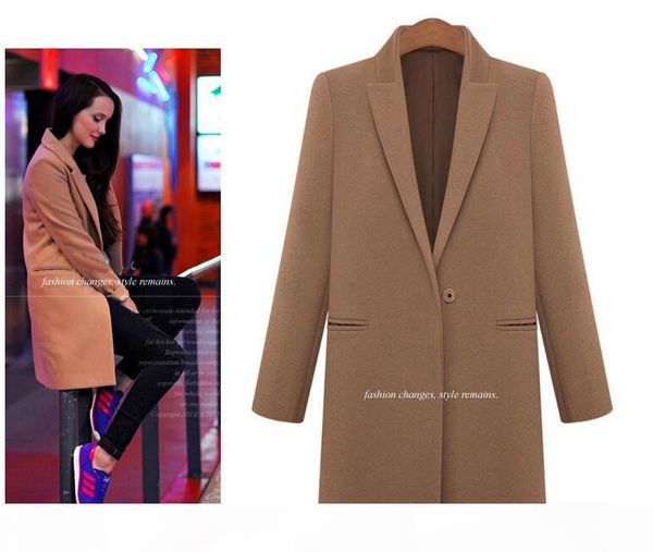 

women winter clothes 2015 new european loose long black fashion coat womens cardigan wool coat solid single button winter coats for women