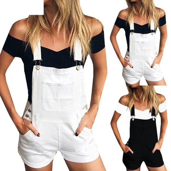 

jaycosin women pants loose denim bib hole pants overalls jeans demin shorts jumpsuit shorts loose style medium dropshipingjuly21, Blue