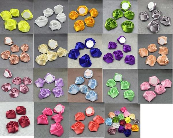

50pcs 25mmbig satin ribbon rose flower diy craft wedding appliques lots color your choice1