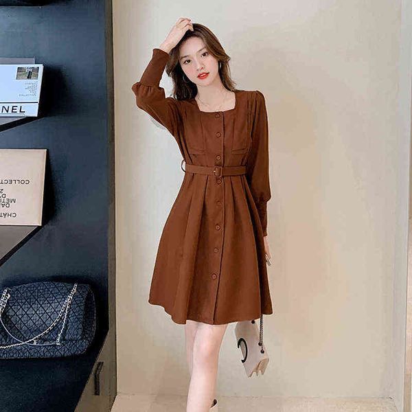 

luxury dress 2022 style women's square neck 2022 autumn dresses dign chic skirt, Black;gray
