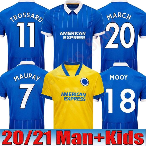 

custom maupay soccer jersey 2020 2021 lallana dunk webster connolly trossard murray propper jersey men kids football shirt, Black