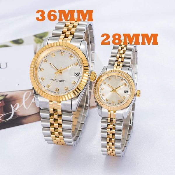 

2021 montre de luxe mens automatic gold watch women dress full stainless steel sapphire waterproof luminous couples style classic watch gift, Slivery;brown