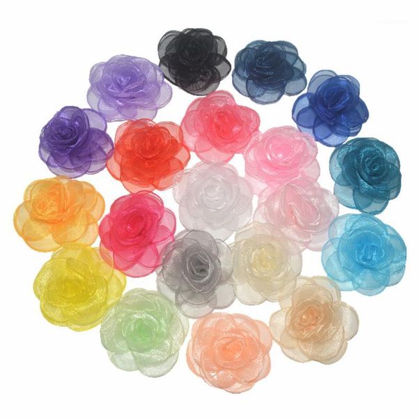 

decorative flowers & wreaths 40pcs/lot 7cm chiffon flower fabric for headband diy hair accessories lsfb0501