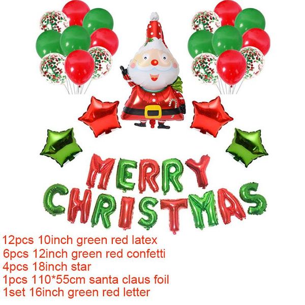 

24pcs merry christmas balloons set decoration santa claus snowman foil ballon merry christmas letter balloon supplies party ball wmtagt