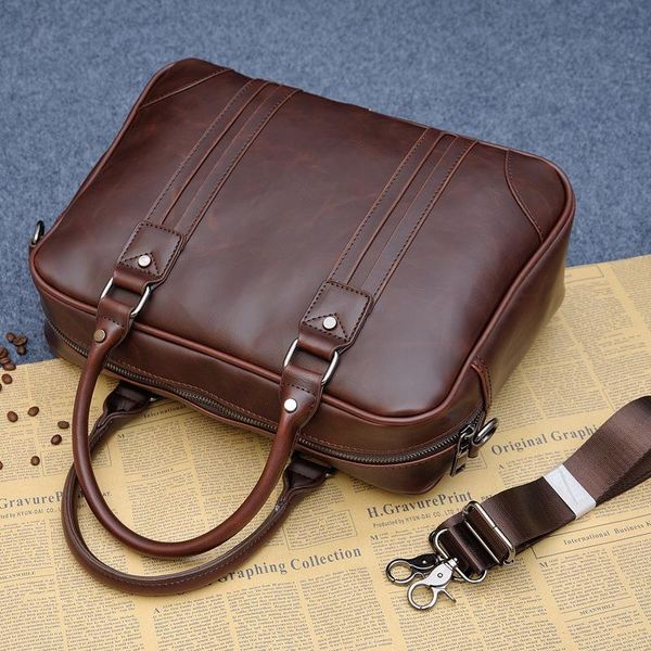

crazy horse leather men's handbag travel business messenger shoulder bag for lapcomputer briefcase men document storage bag
