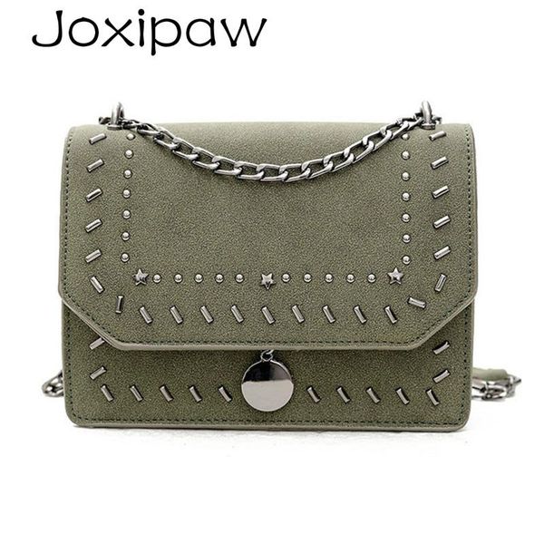 

scrub rivet female flap bag pu leather metal chain crossbody small women handbags lady mini shoulder messenger bags