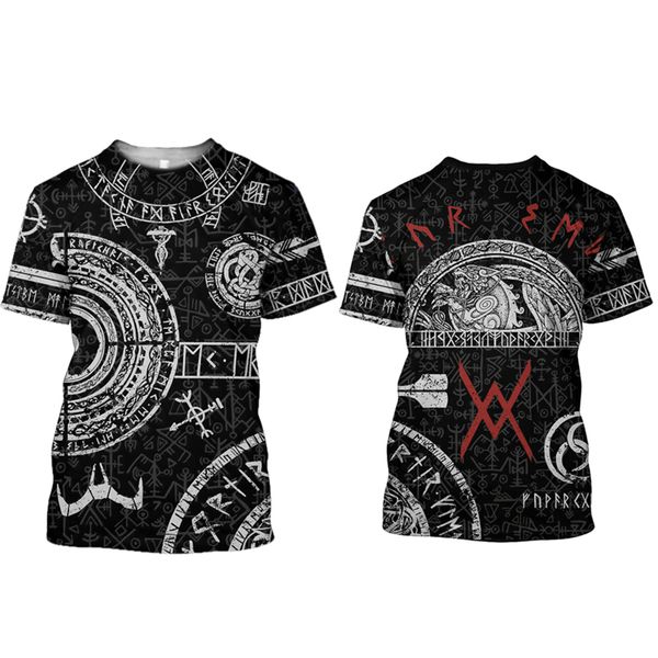 

viking symbol - tattoo raven men summer 3d print shirts oversized kawaii kawaii men clothing