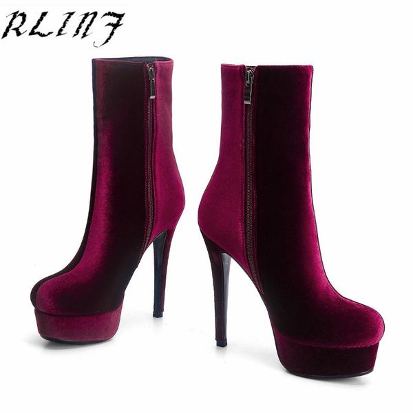 

boots rlinf stiletto high heel waterproof platform 3.5cm women's, Black