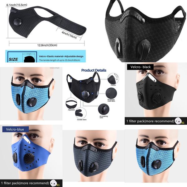 

factory8z99with black protective face cycling pm2.5 anti-pollution filter dust sports running training road bike reusable masks 11