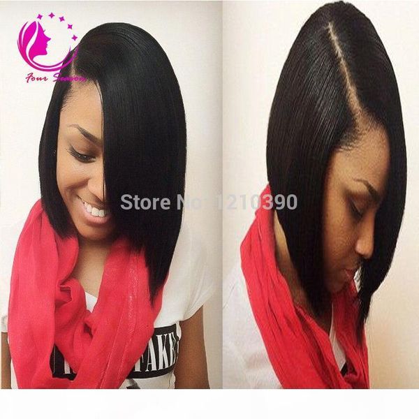 

1*3 right opening u part wigs short peruvian u part wigs for black women silk straight upart human hair bob wig for sale, Black;brown