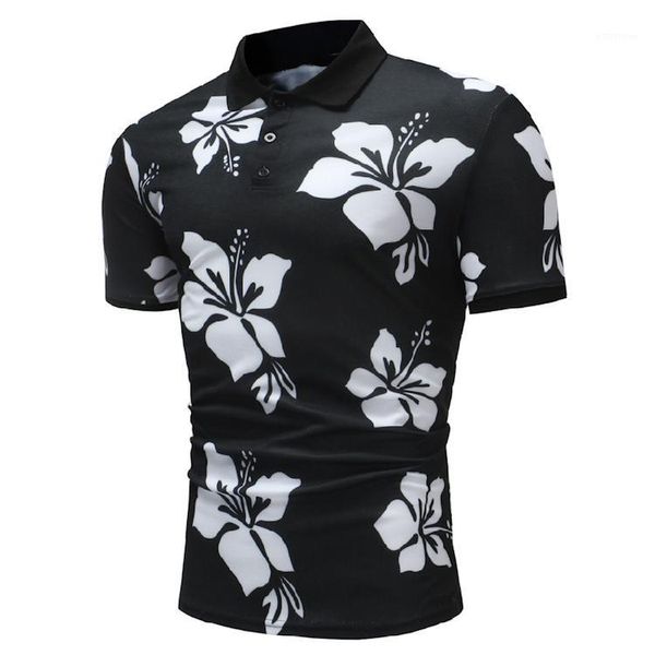

2020 new arrival short sleeve men s printing floral cotton mens casual fashion shirt eu size m-3xl1, White;black