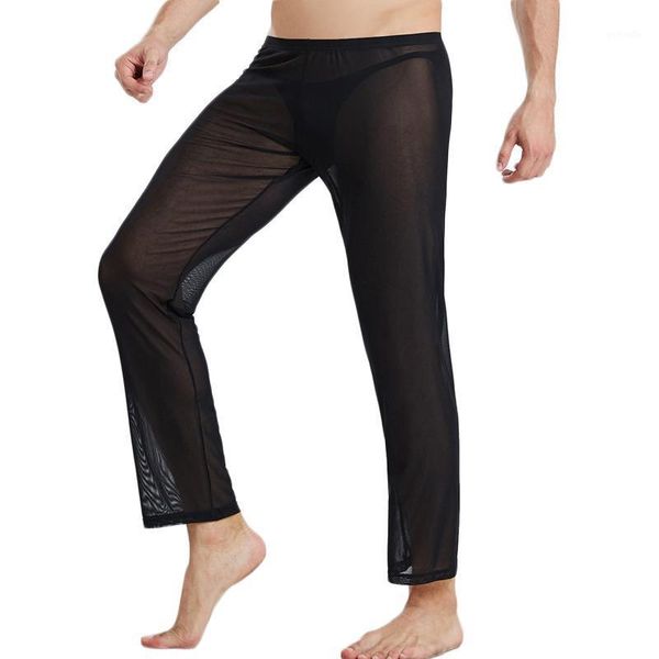 

men sleep bottoms mesh men's trousers thin pajamas loose breathable full length pants trousers nightwear sleep bottoms1, Black;brown