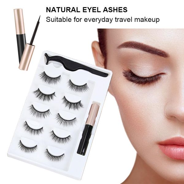 

false eyelashes 5 pairs of 3d magnetic eyeliner lasting liquid false eyelashes set magnet makeup tools accessories
